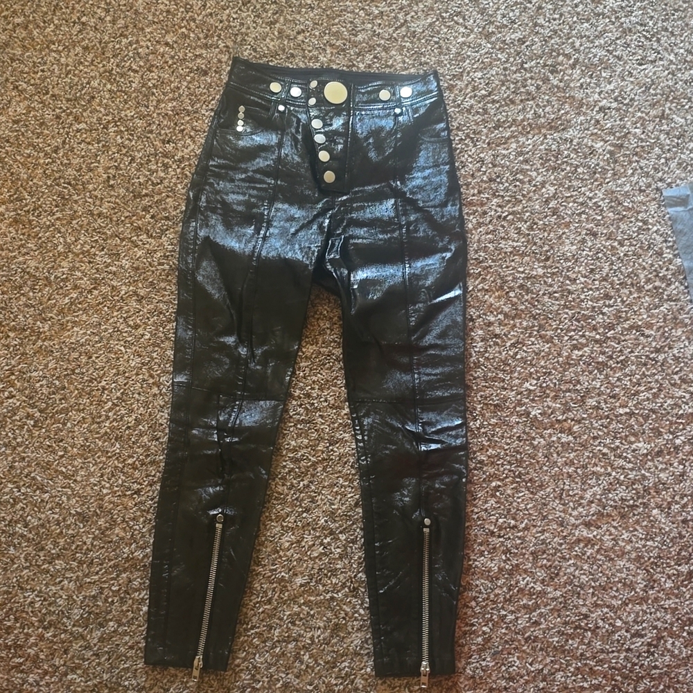 Alexander wang shiny leather skinny pants size 2